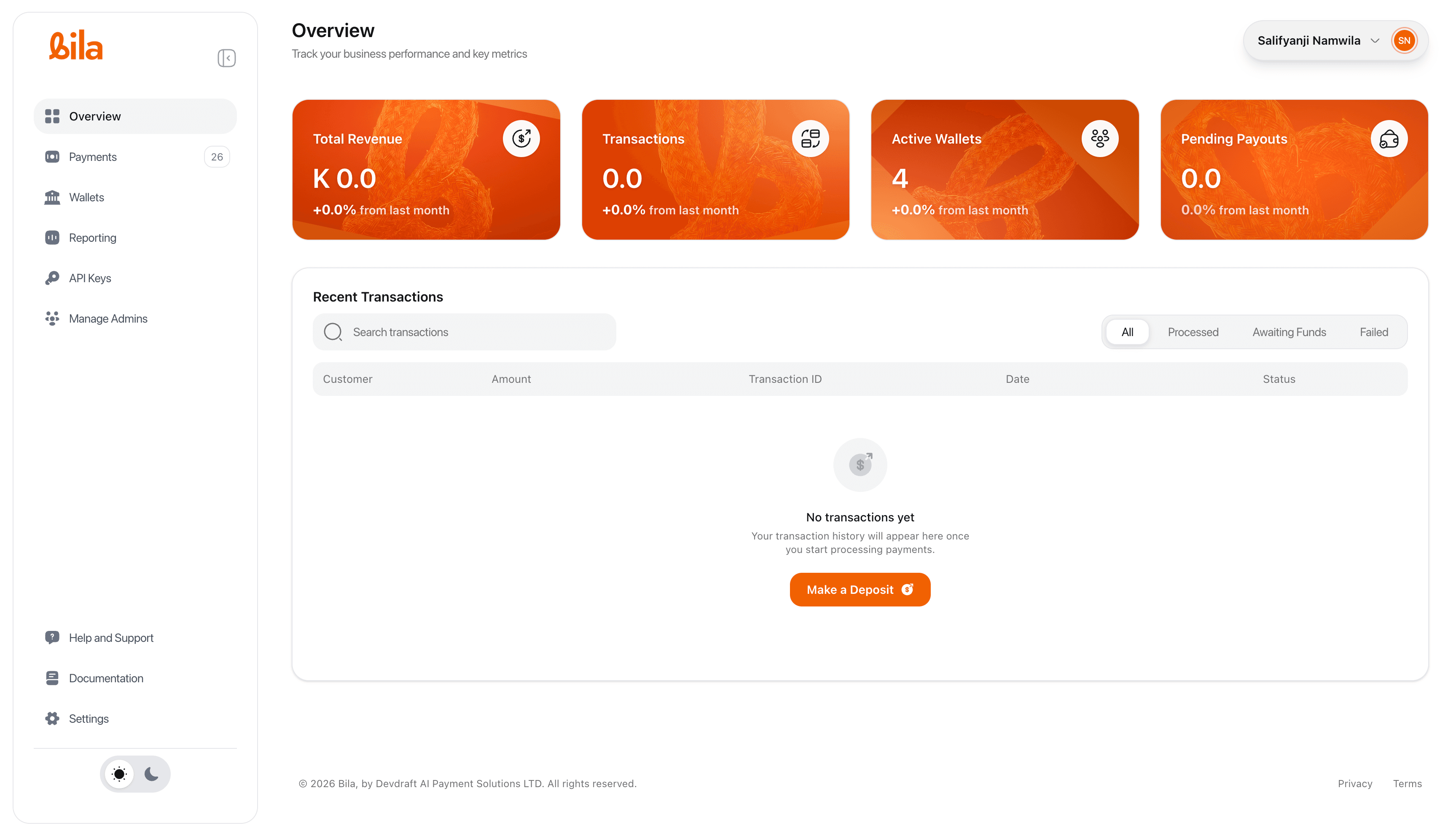 Bila Dashboard Light