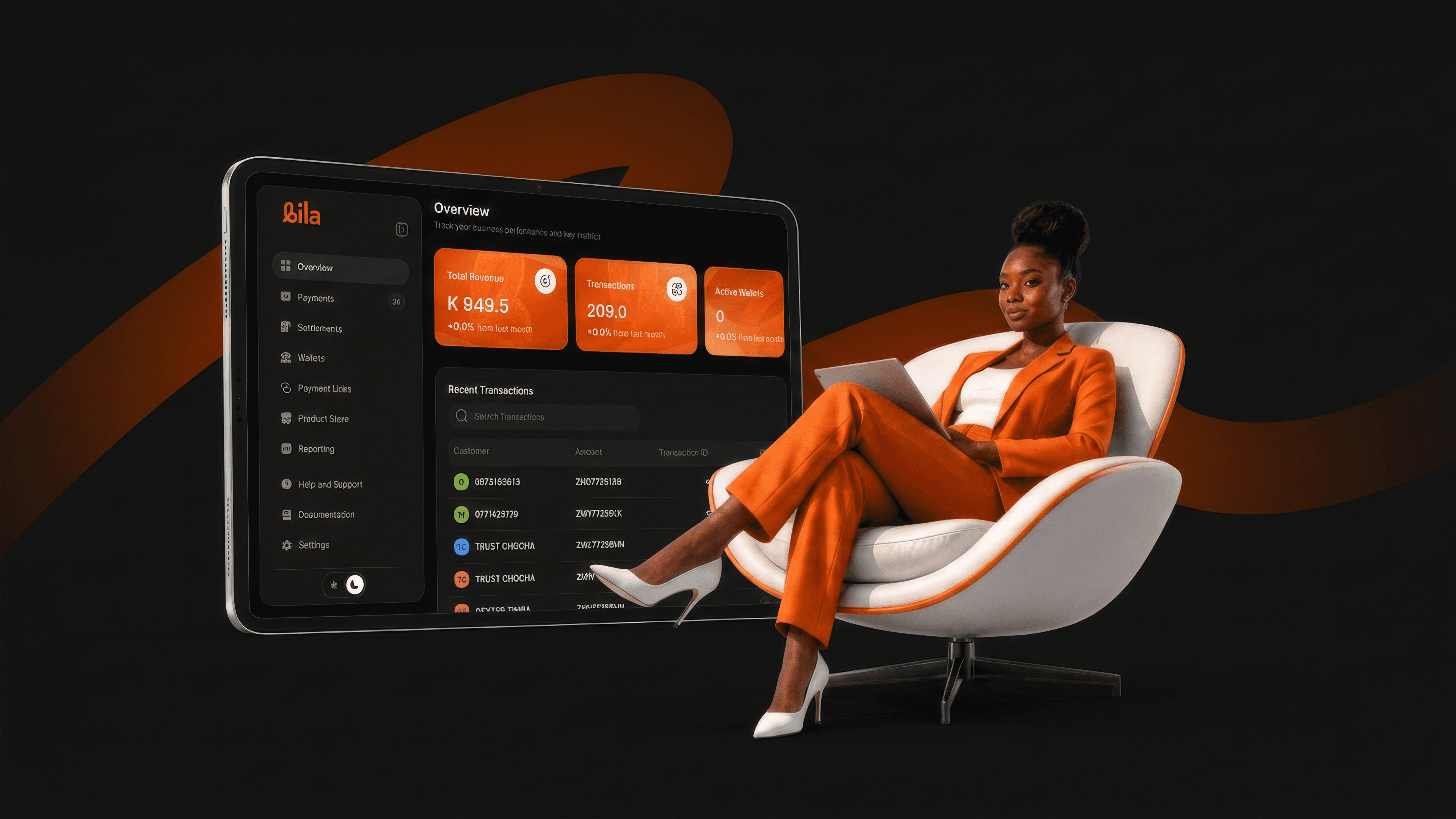 Bila Dashboard — dark mode